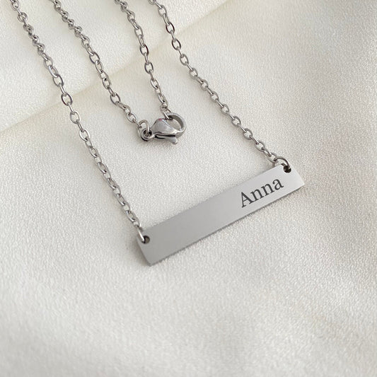 Engraved Personalized Bar Necklace Engraved Bar Necklace Inscribed Necklace Customized Necklace Pendant Customized Gift for Wife Her