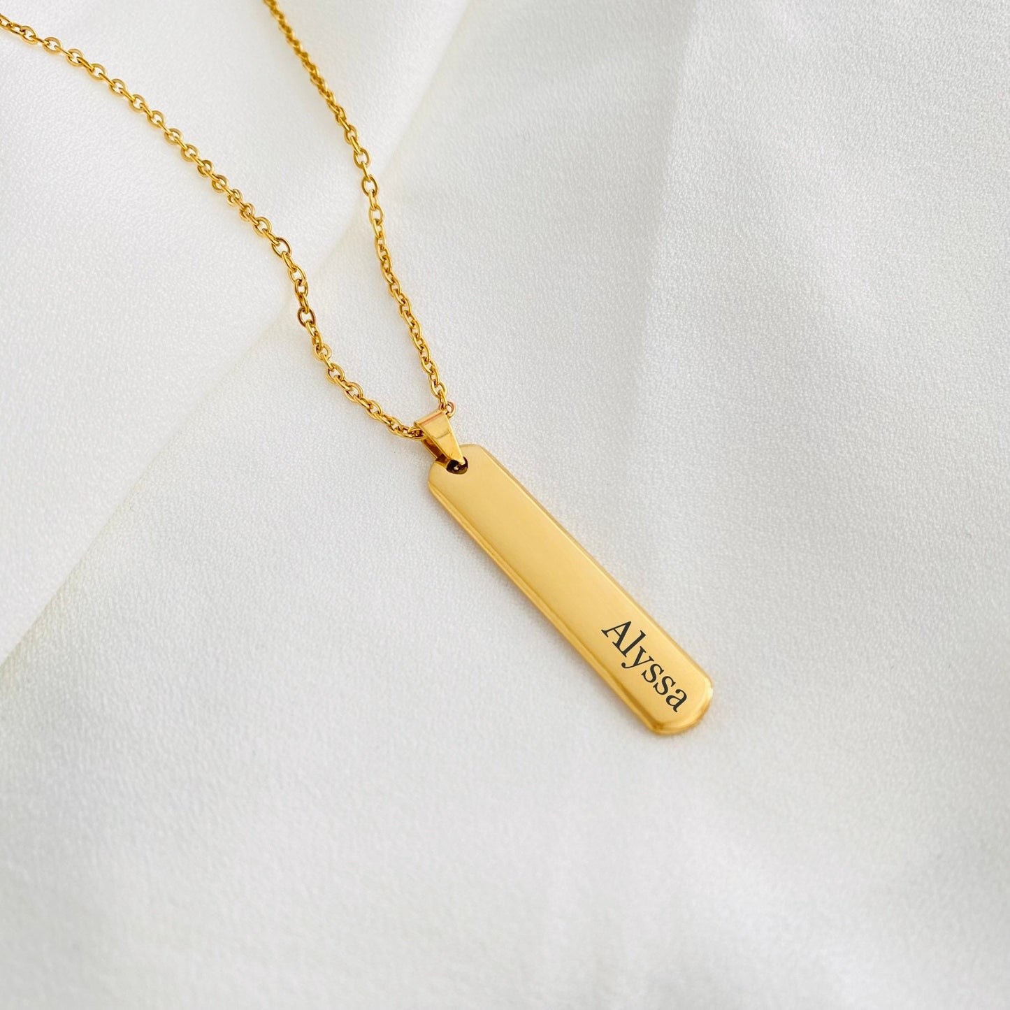 Vertical Bar Engraved Personalized Necklace Engraved Bar Necklace Inscribed Necklace Customized Necklace Customized Gift for Wife Her