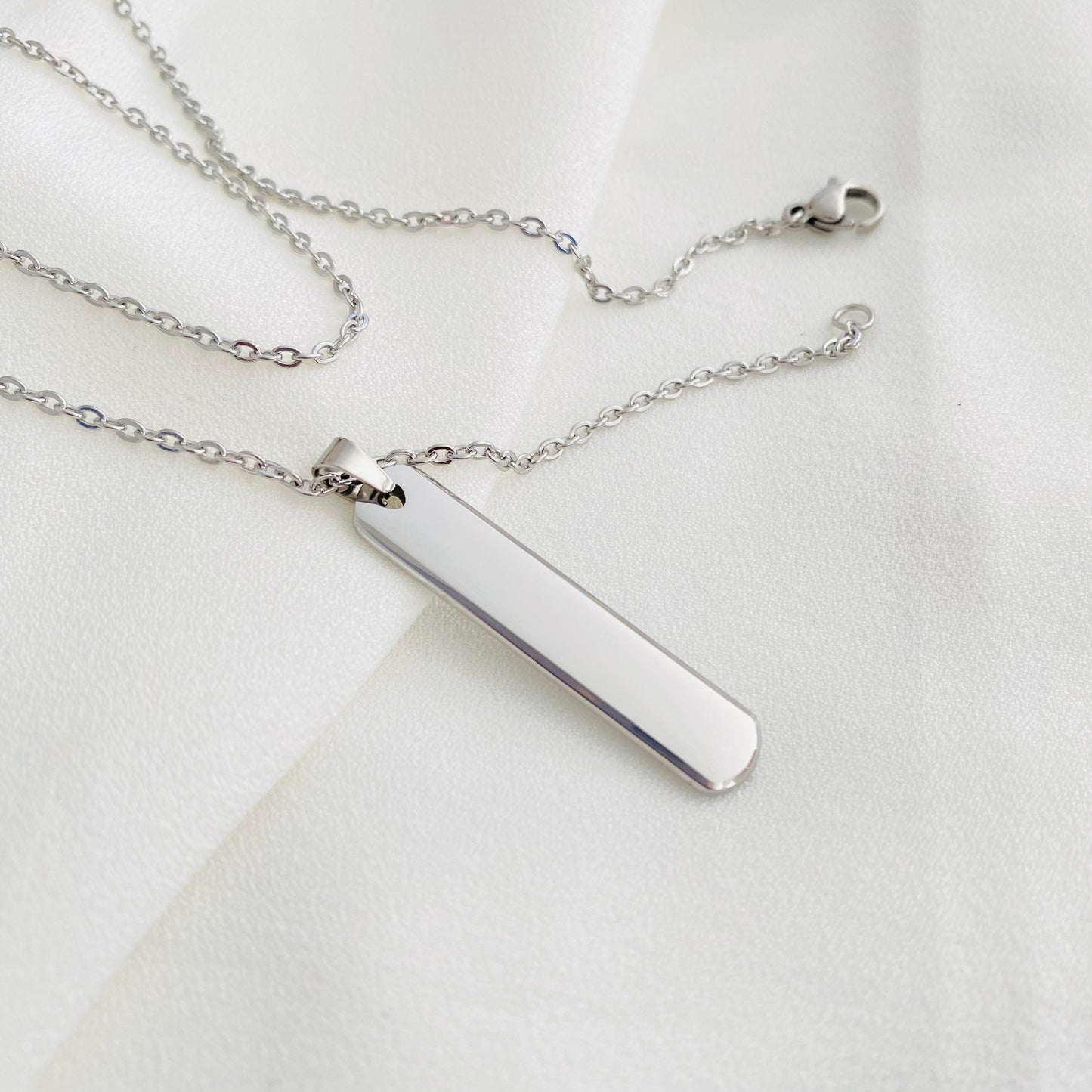 Vertical Bar Engraved Personalized Necklace Engraved Bar Necklace Inscribed Necklace Customized Necklace Customized Gift for Wife Her