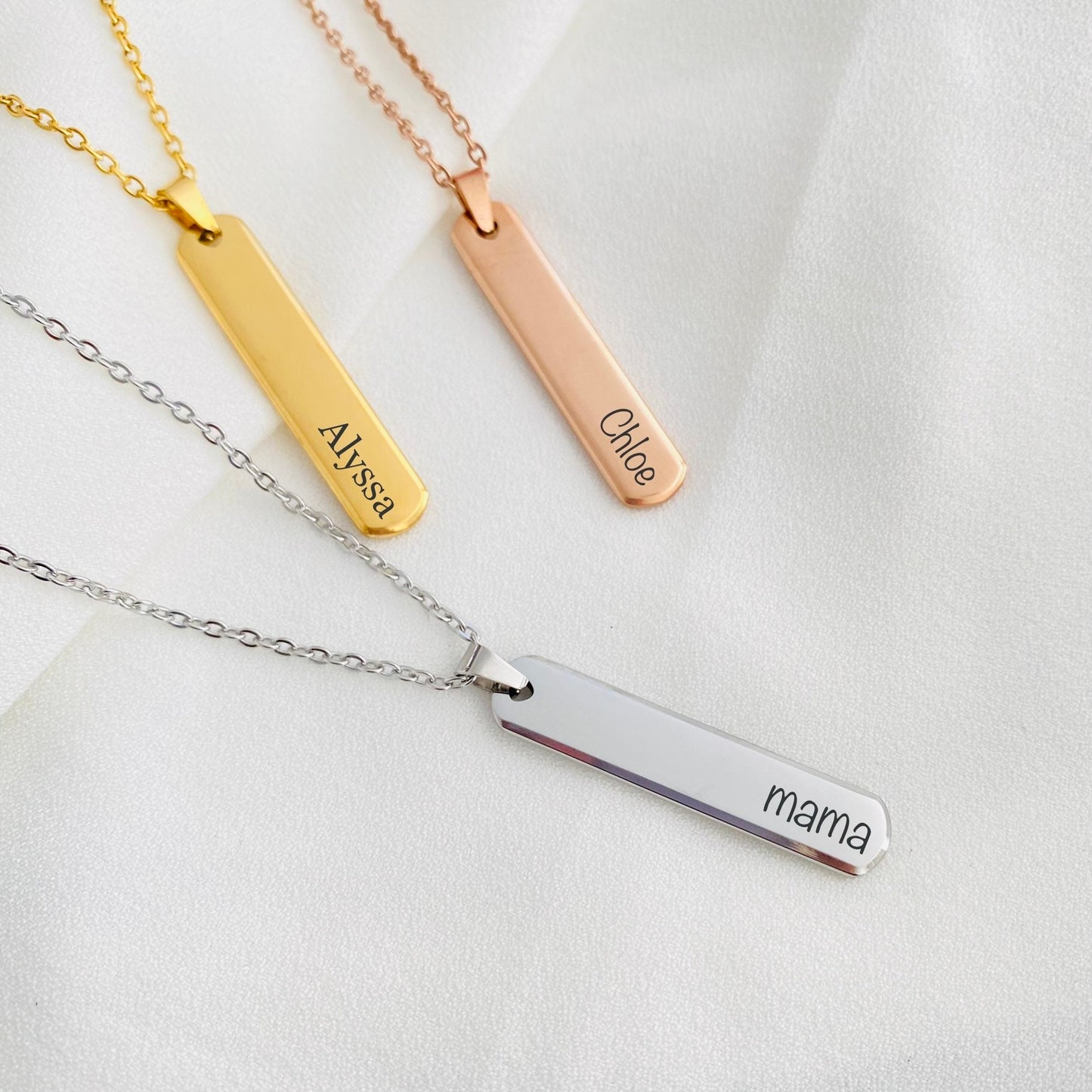 Vertical Bar Engraved Personalized Necklace Engraved Bar Necklace Inscribed Necklace Customized Necklace Customized Gift for Wife Her