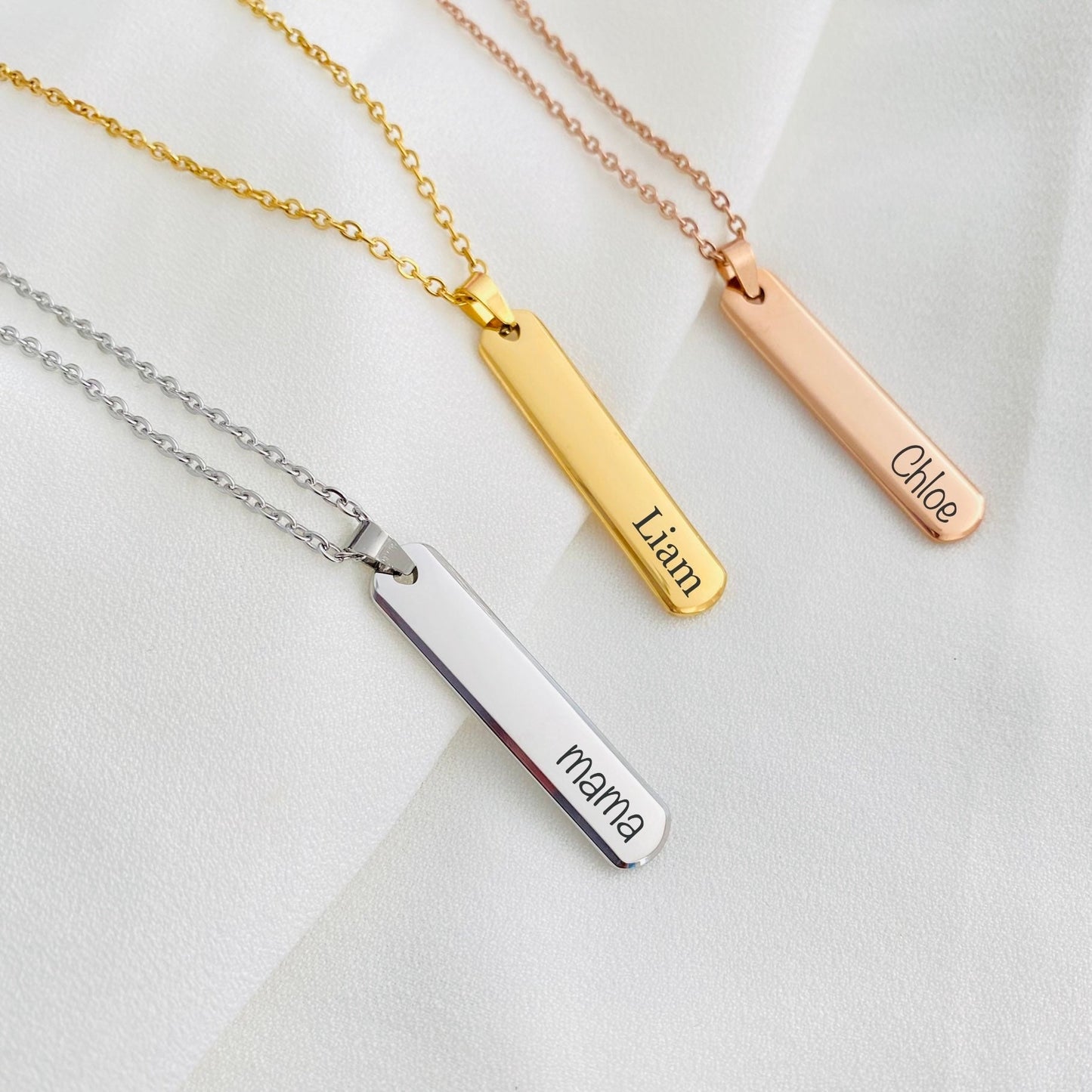 Vertical Bar Engraved Personalized Necklace Engraved Bar Necklace Inscribed Necklace Customized Necklace Customized Gift for Wife Her