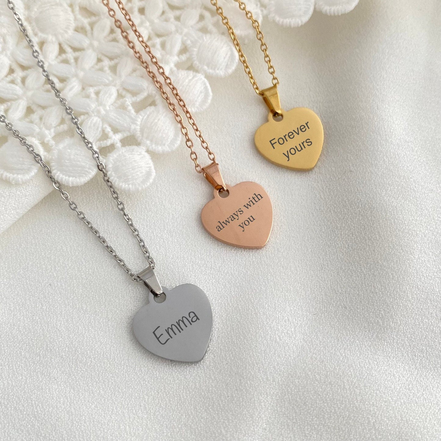 Engraved Personalized Heart Pendant Necklace Engraved Heart Necklace Initial Necklace Customized Necklace Pendant Customized Gift for her