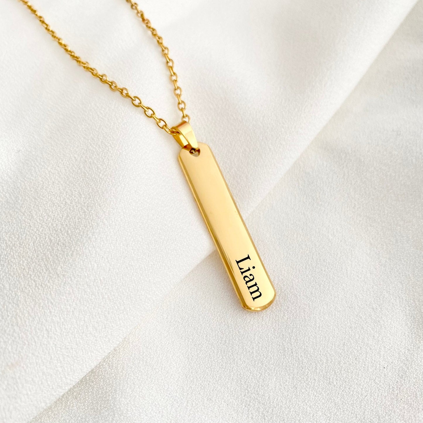 Vertical Bar Engraved Personalized Necklace Engraved Bar Necklace Inscribed Necklace Customized Necklace Customized Gift for Wife Her