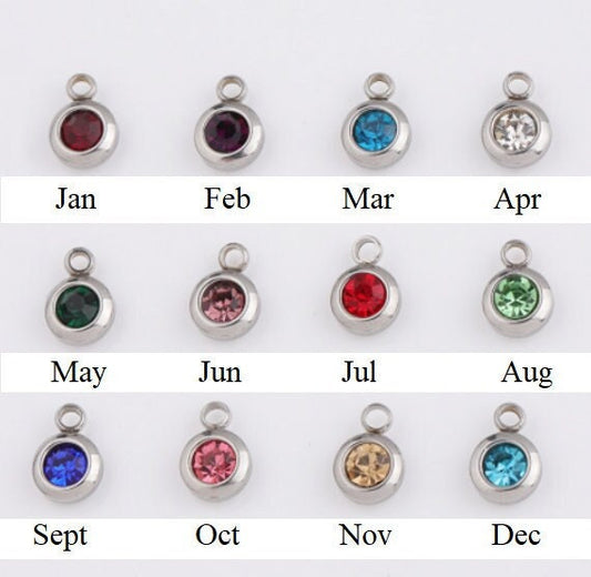 ADD-ON ONLY - Birthstone Charm Birthstone Pendant Colored Stone Charm Tiny Birthstone Charms Keychain Charms Necklace Charms