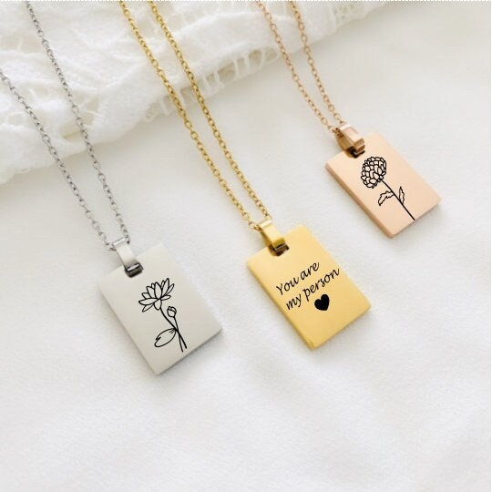 Engraved Pendant Personalized Necklace Engraved Pendant Necklace Inscribed Necklace Customized Necklace Customized Gift for Her Gift for him