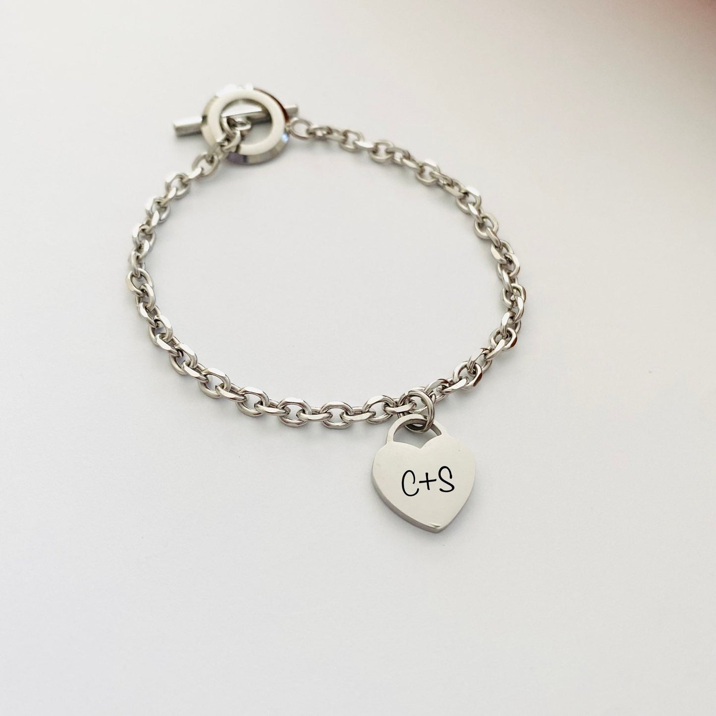 Personalized Heart Bracelet Engraved Bracelet for Women Stainless Steel Custom Engraved Bracelet Handmade Custom Gifts for her Gift for mom