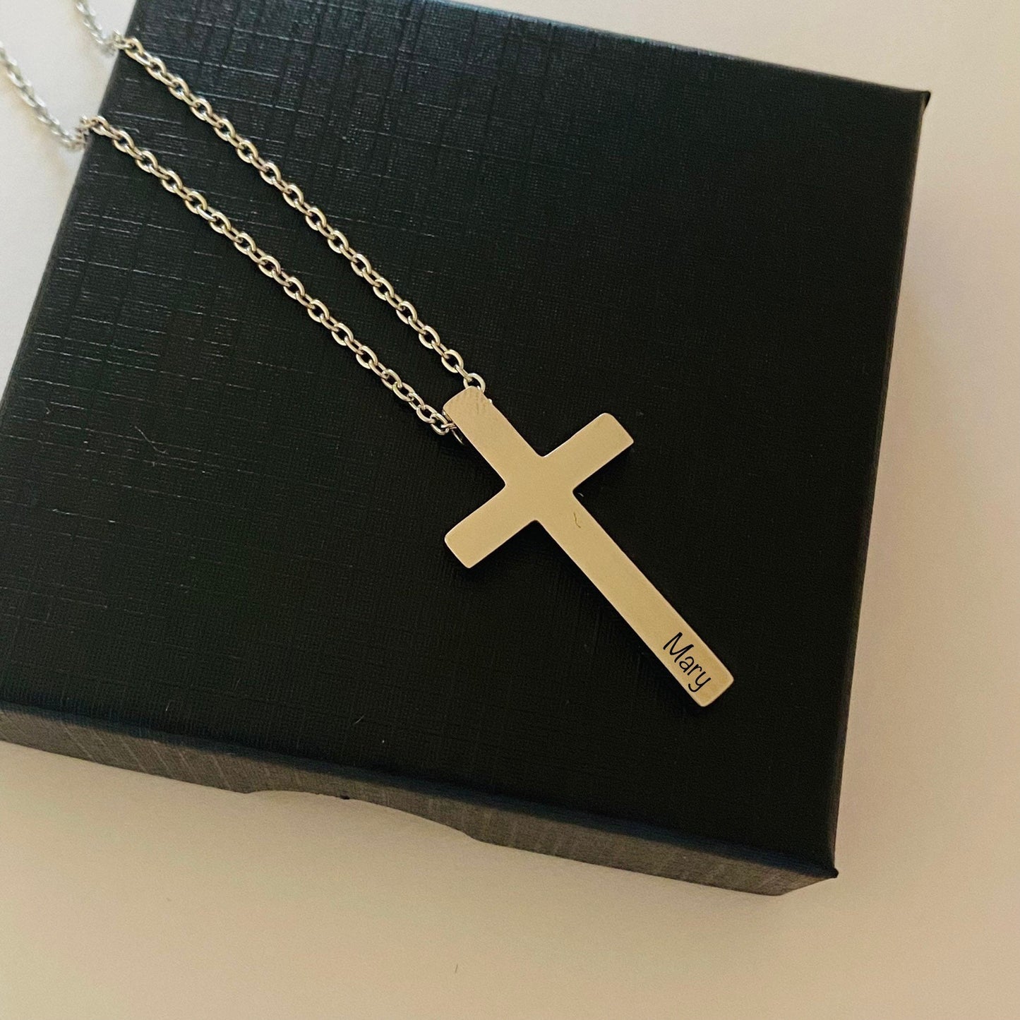 Women's Engraved Cross Pendant Necklace Personalized Cross Necklace Engraved Cross Necklace Customized Necklace Customized Gift for Her