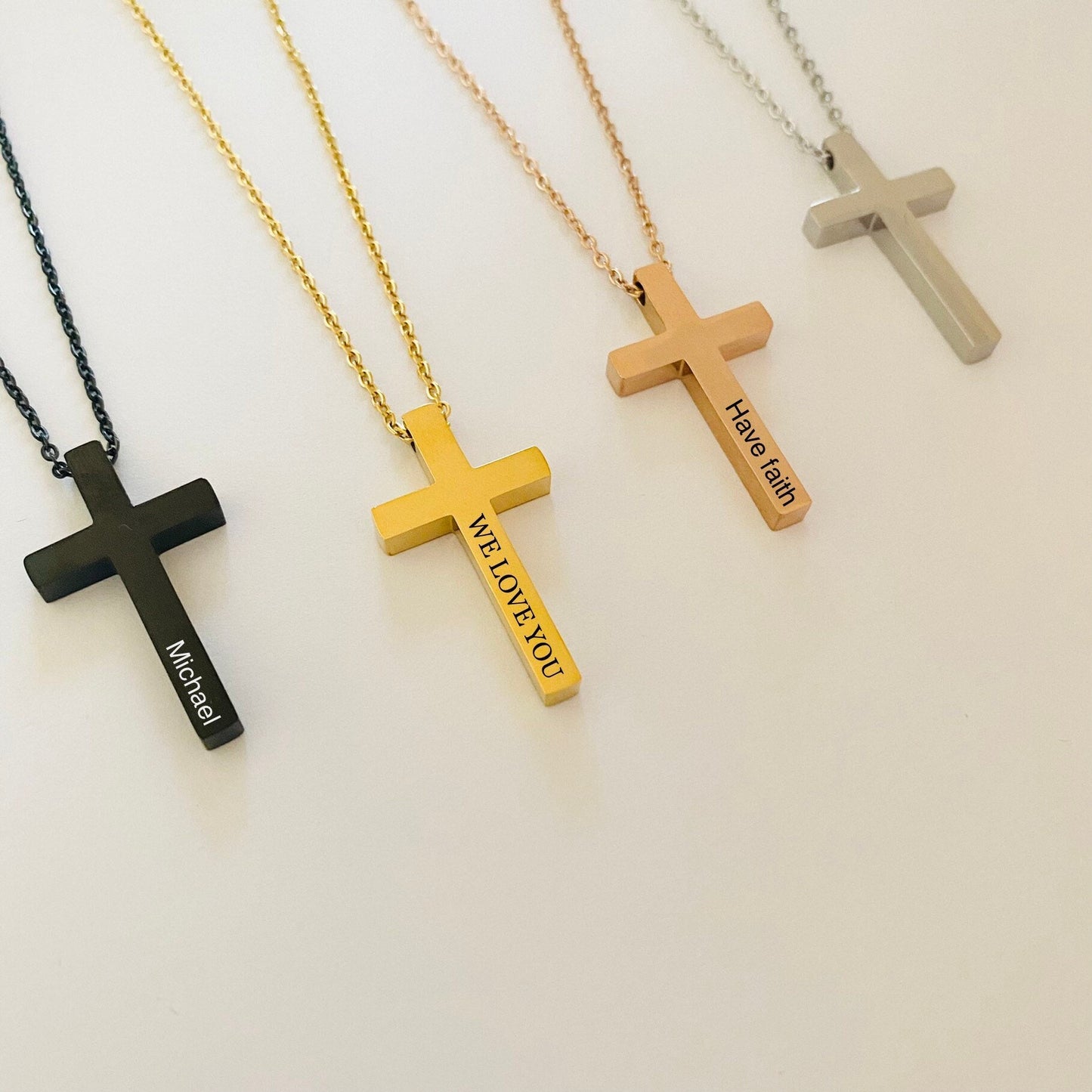 Women's Engraved Cross Pendant Necklace Personalized Cross Necklace Engraved Cross Necklace Customized Necklace Customized Gift for Her