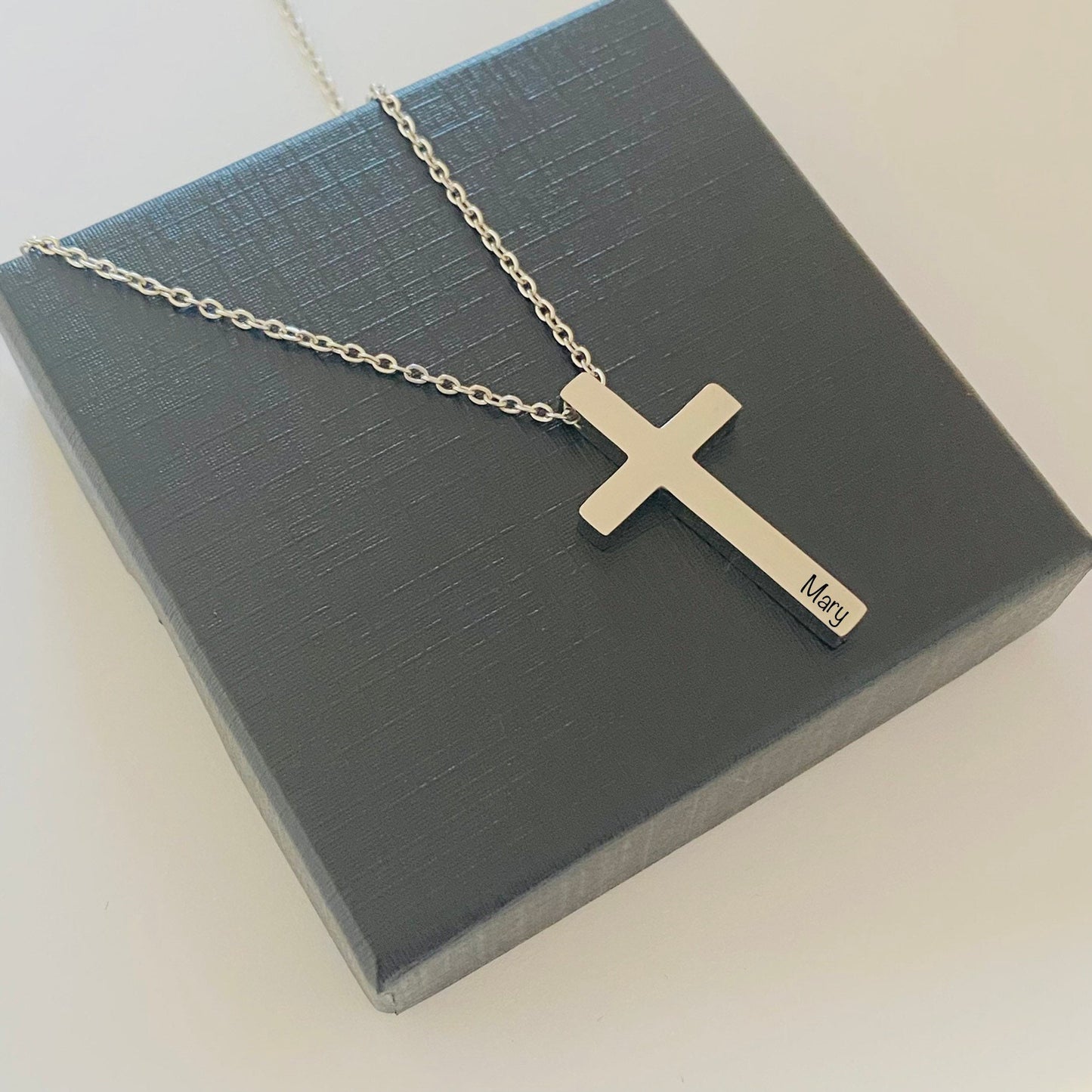 Women's Engraved Cross Pendant Necklace Personalized Cross Necklace Engraved Cross Necklace Customized Necklace Customized Gift for Her