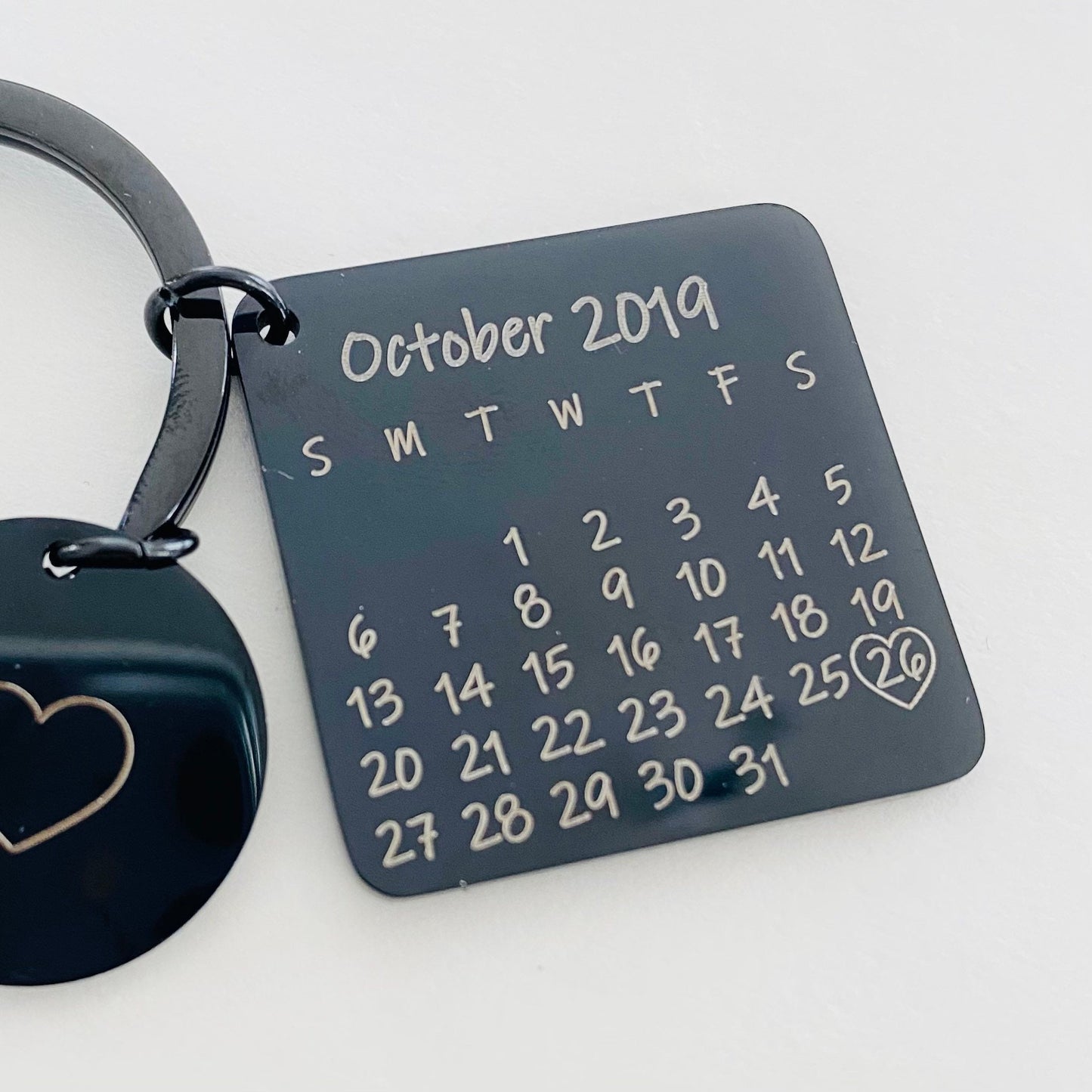 Personalized Heart Calendar Keychain Engraved Keychain Custom Date Keychain Customized Metal Keychain Anniversary Gift for him Handmade Gift