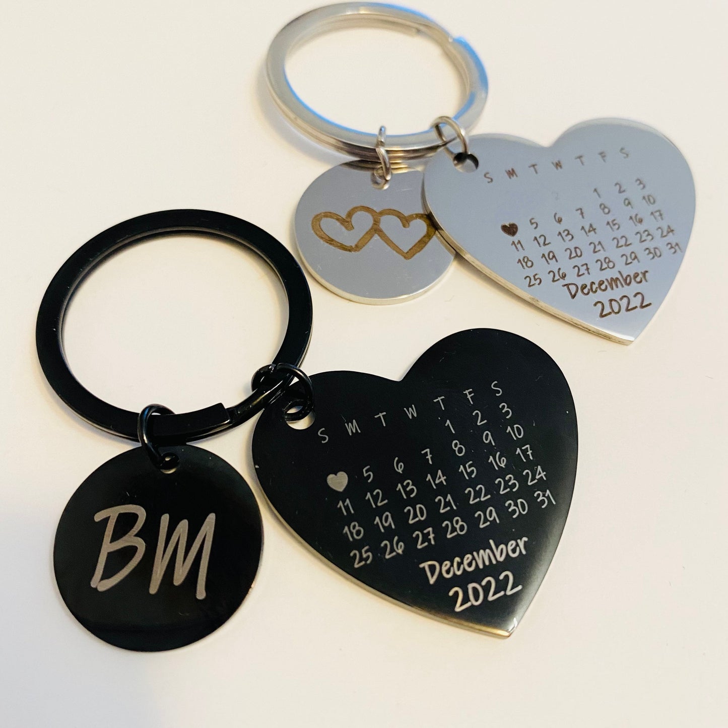 Personalized Heart Calendar Keychain Engraved Keychain Custom Date Keychain Customized Metal Keychain Anniversary Gift for him Handmade Gift