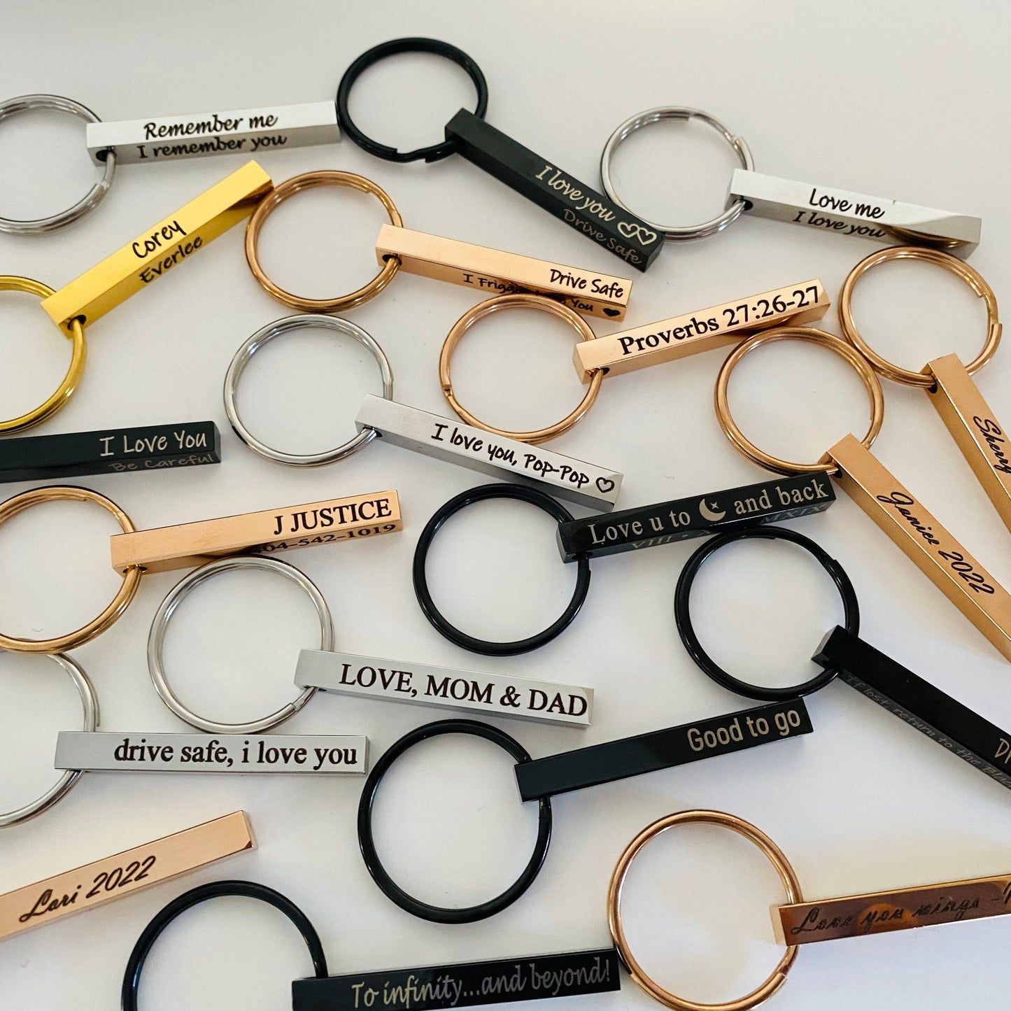 Personalized Keychain Metal Engraved Keychain Engraved Key Fob Key Chain Customized Men's Bar Keychain Gift for Her Him Personalized Gifts