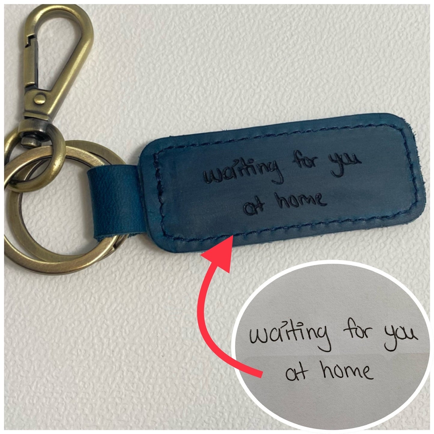 Actual Handwriting Keychain Signature Keychain Customized Genuine Leather Keychain Personalized Key Chain Engraved Keychain Gift for her him