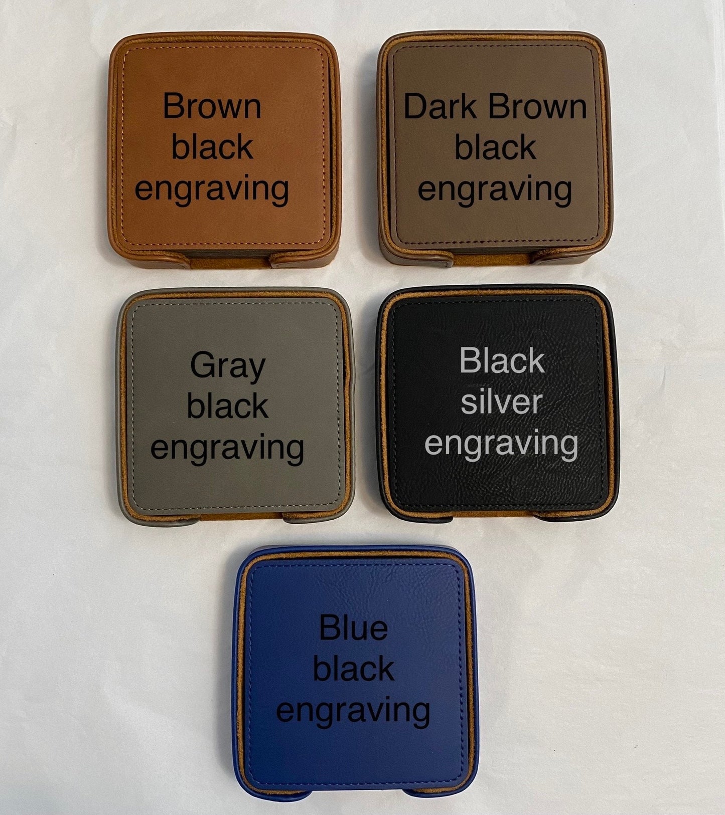 Six Personalized Coaster Set of 6 Custom Leatherette Coasters Customized Coasters Vegan Leather Wedding Favors Groomsman Best Man Gifts