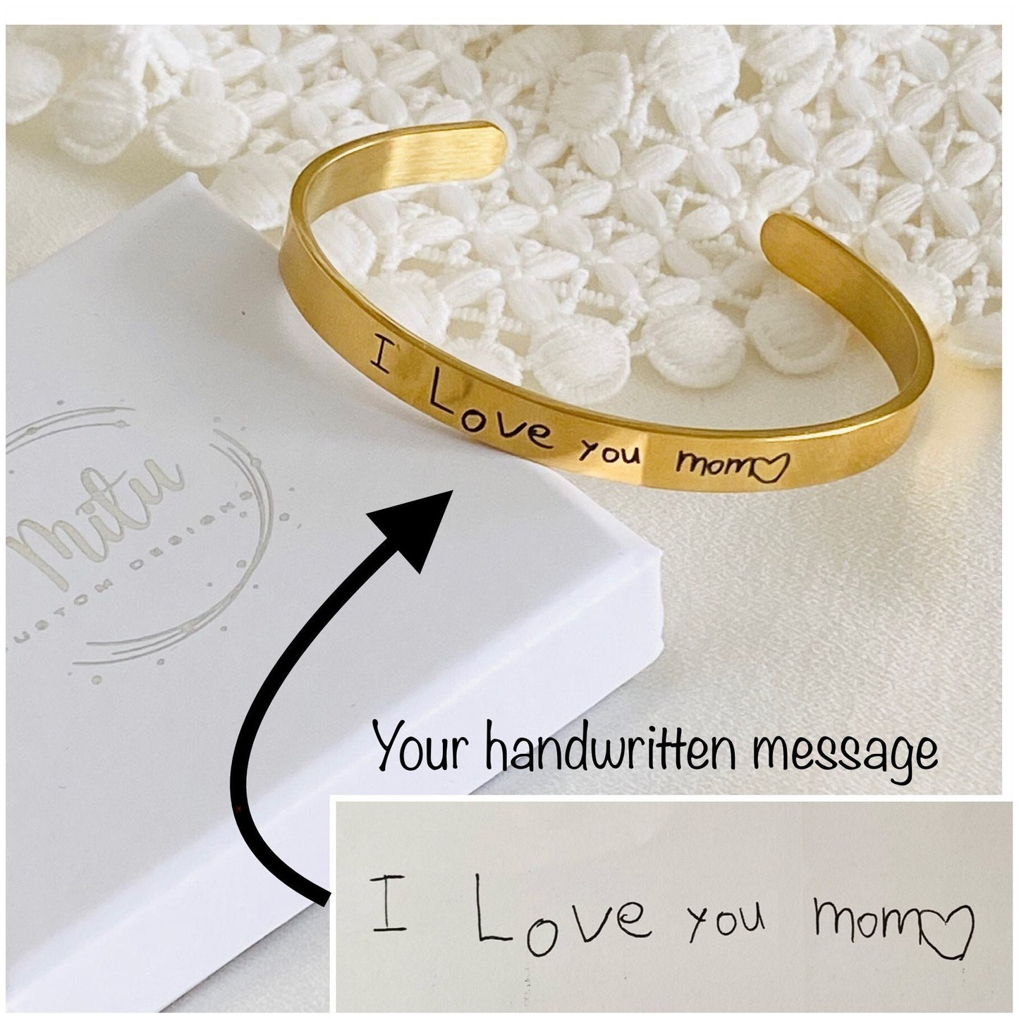 Actual Handwriting Cuff Bracelet Engraved Handwriting Bracelet for Women Men StainlessSteel Custom Signature Engraved Bracelet Memorial Gift