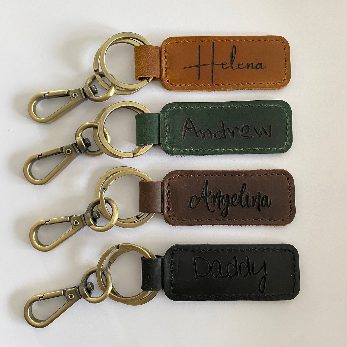 Personalized Leather NAME Keychain Customized Leather Keychain Genuine Leather Key Chain Engraved Keychain Key Tag Gift for her Gift for him