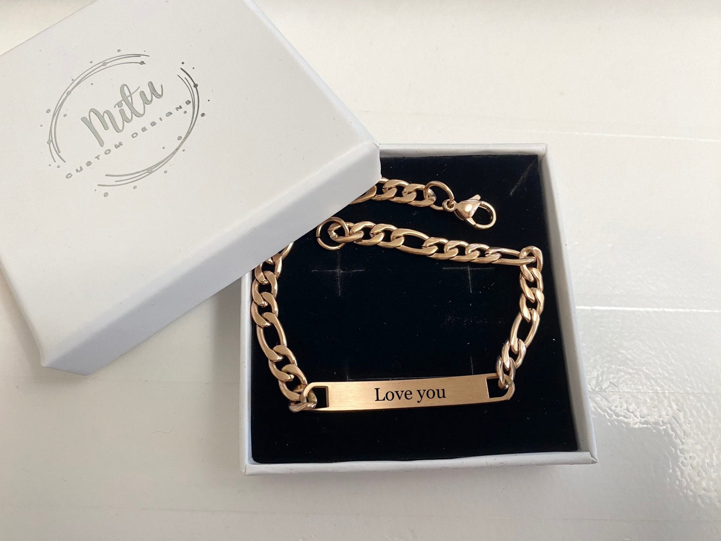 Personalized Women's Bracelet Engraved Bracelet for Ladies Curb Chain Bracelet Stainless Steel Custom Gift Engraved Bracelet for Her