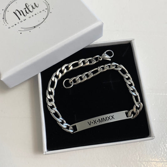 Personalized Women's Bracelet Engraved Bracelet for Ladies Curb Chain Bracelet Stainless Steel Custom Gift Engraved Bracelet for Her